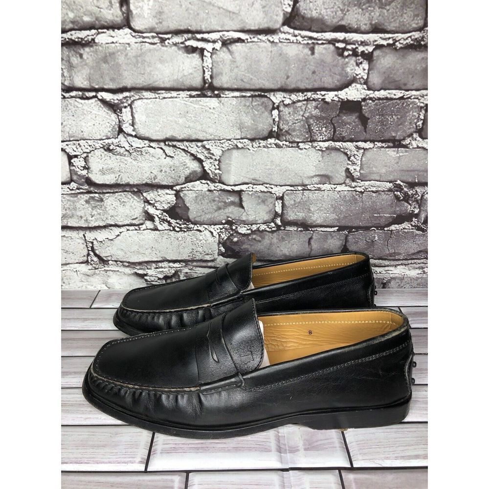 Tod’s Black Leather Low Heel Casual Penny Loafers Dress Shoes Men Sz 8M US/41EU